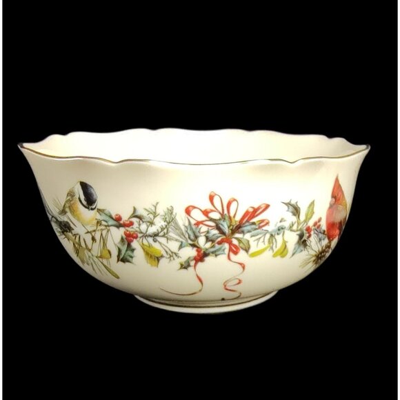 Lenox Winter Greetings Fine Ivory China Square Serving Platter & Bowl (1996) - Picture 2 of 11